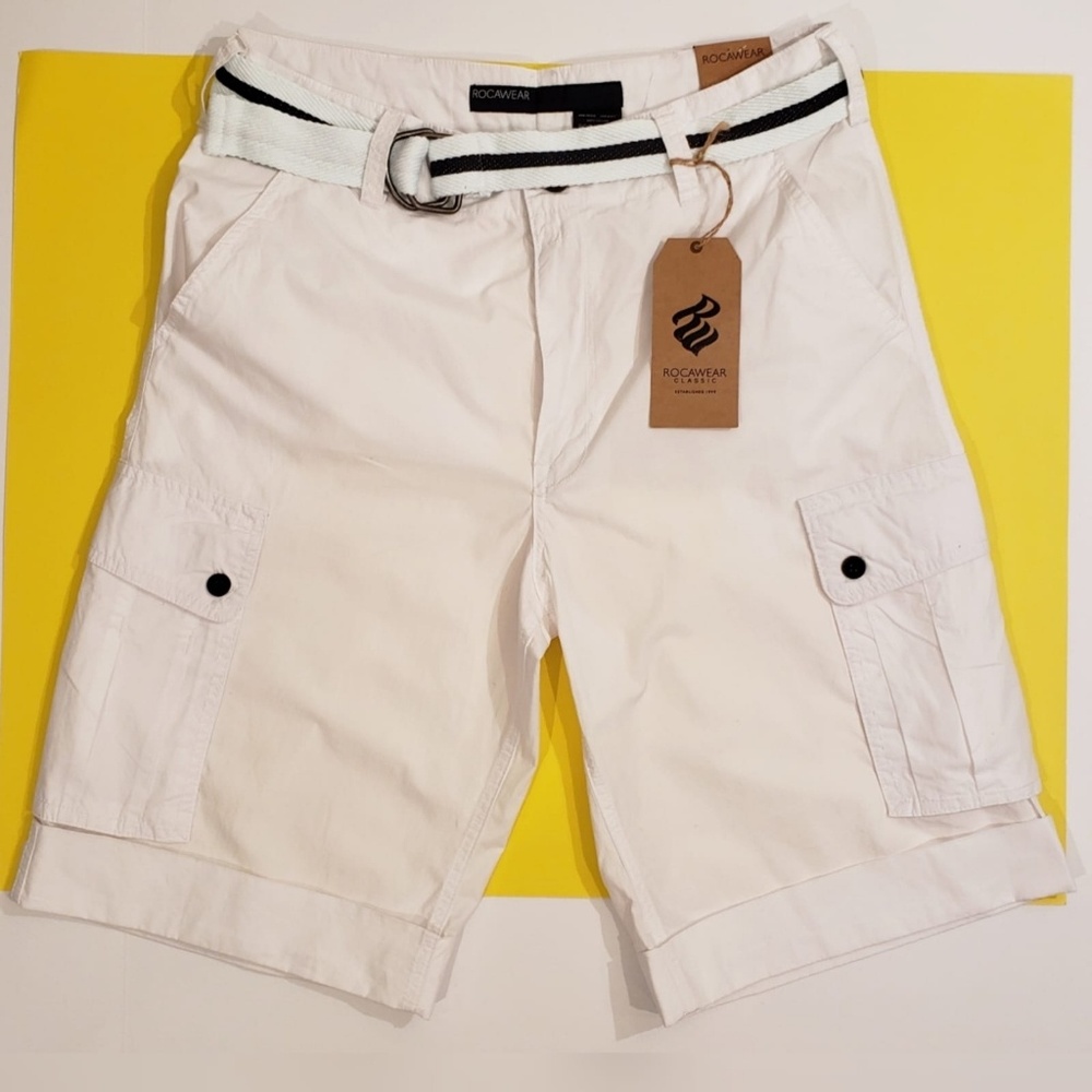 Rockawear White Cargo Cuffed Shorts